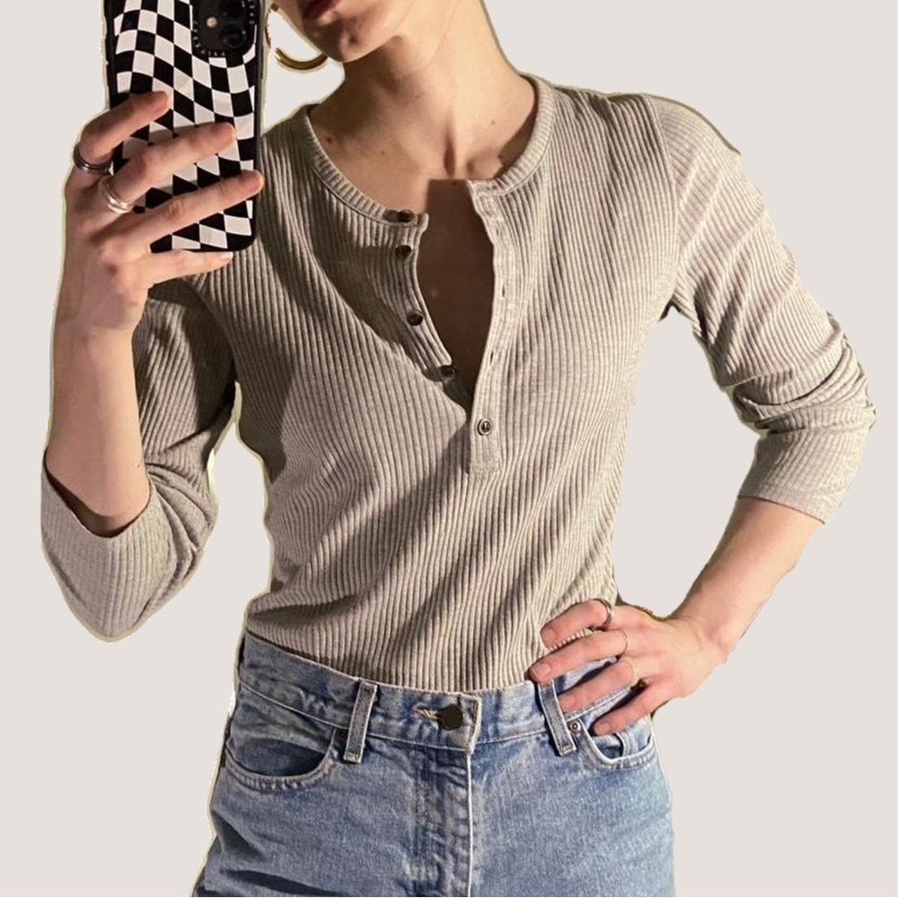 Grey Madewell Henley Bodysuit